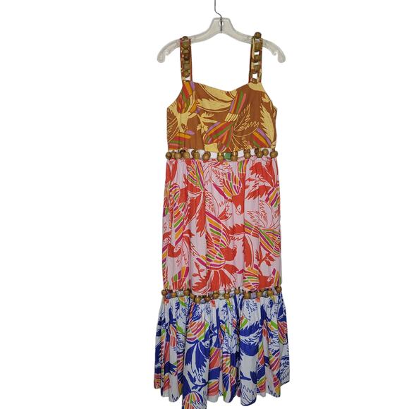 NEW Farm Rio Mixed Color Birds Balls Dress Maxi Printed Tropical Women Small - Picture 13 of 16